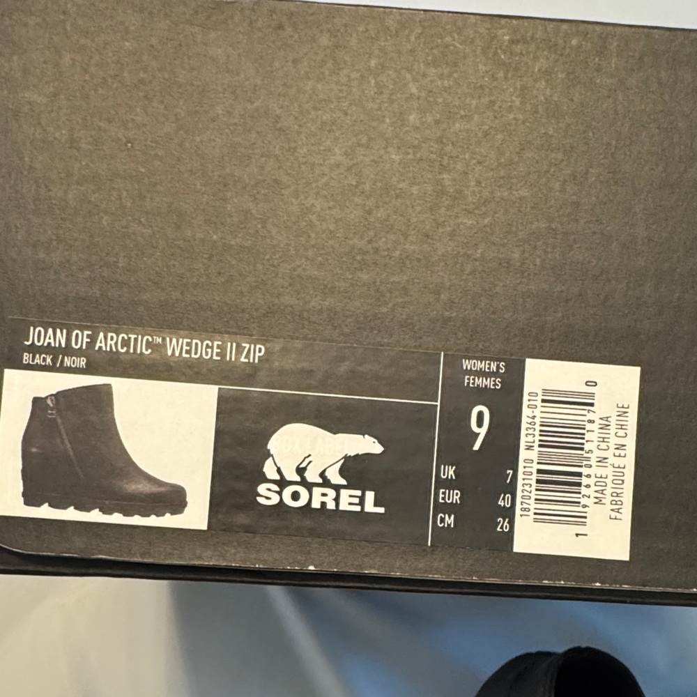 Sorel Black Joan of Arctic Wedge II Zip Boots